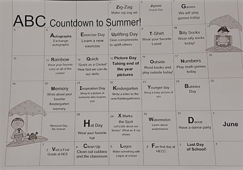 Alphabet countdown calendar 